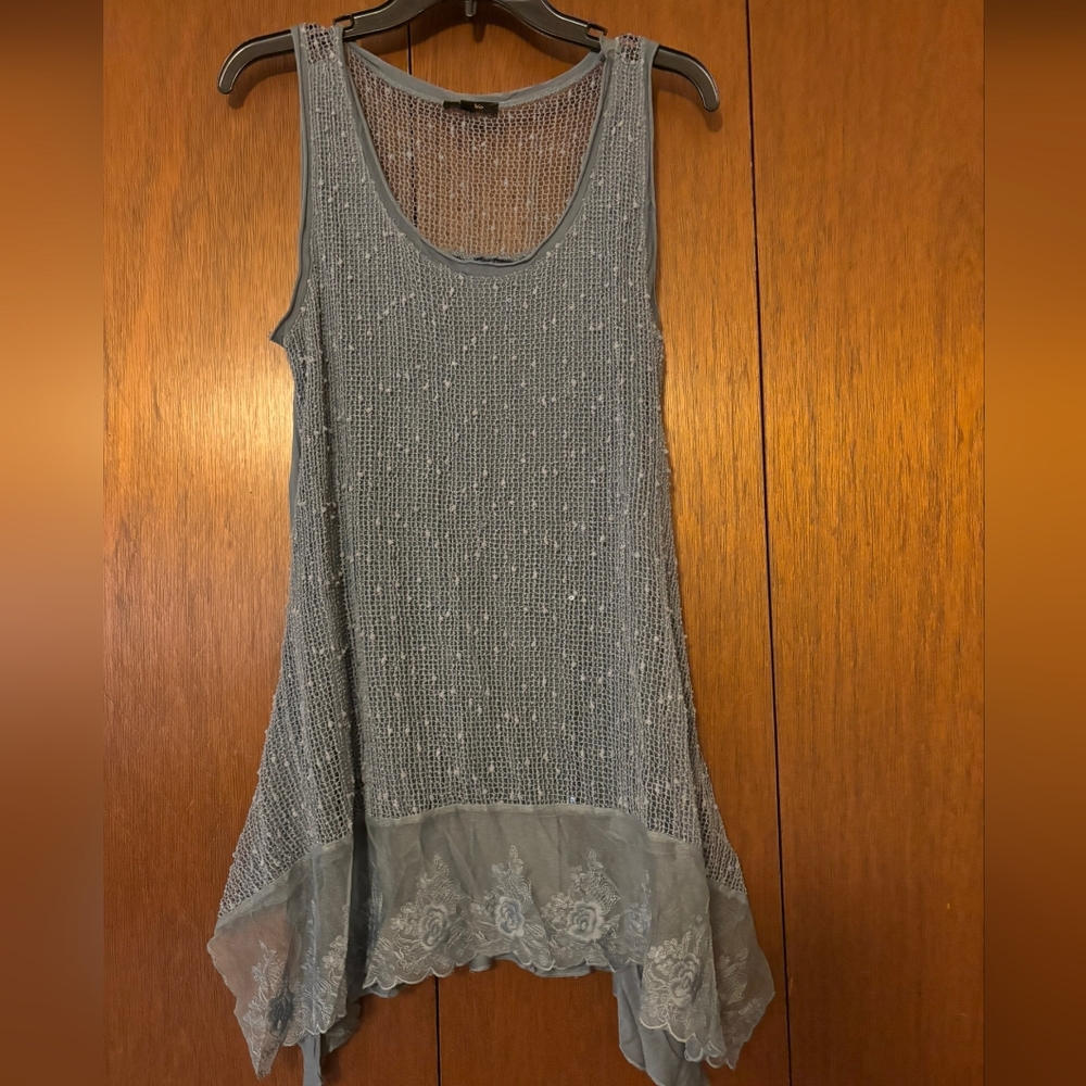 Cupio Gray Textured Knit Top